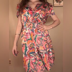 Nicole Miller Pink Multicolor Floral Dress